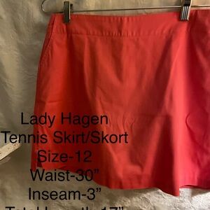 Lady Hagen Red Tennis Skirt NWOT